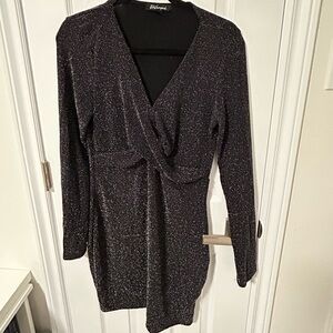 Black Sparkly Long Sleeve Dress